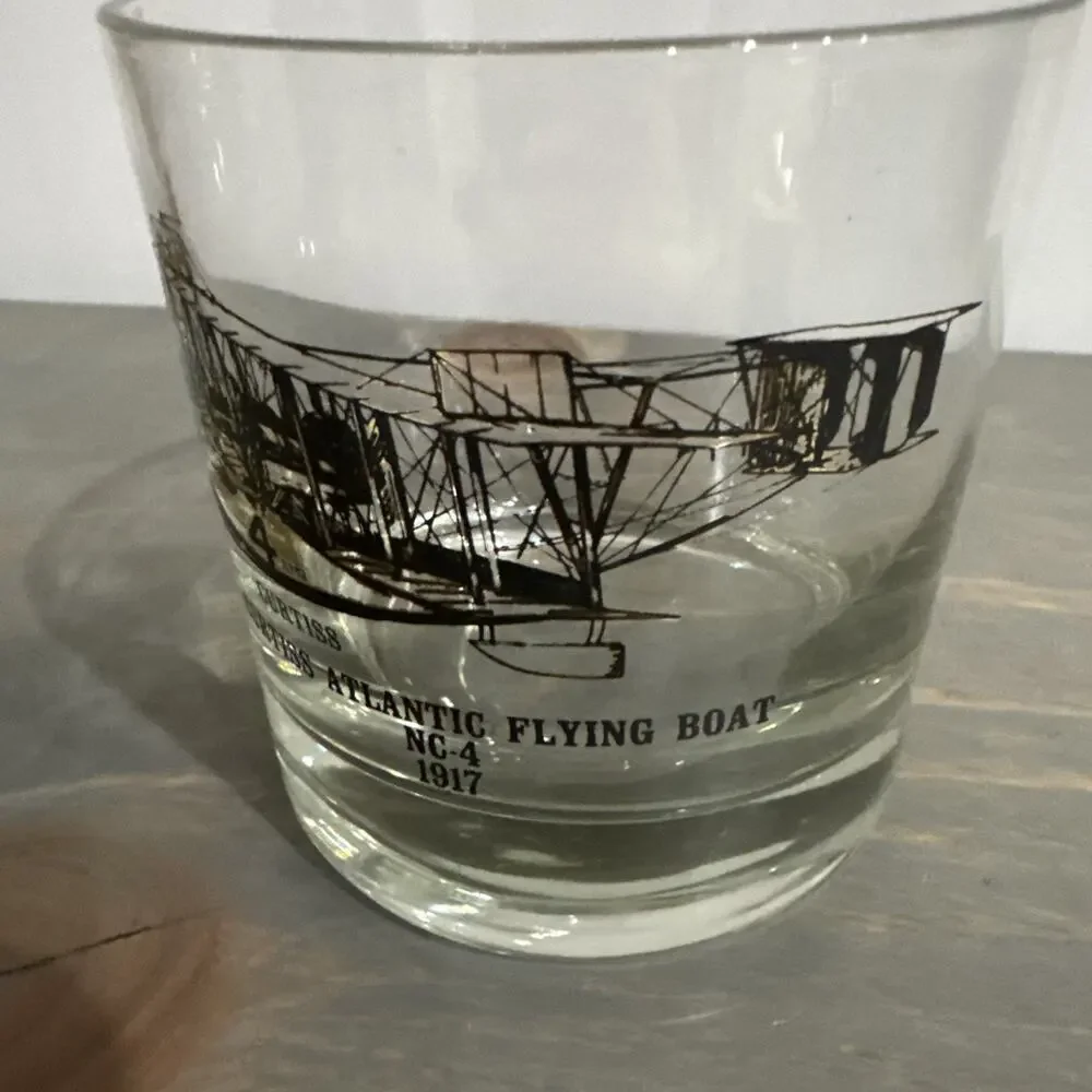 Vintage ‘Plane’ Bar Glass Tumbler 3 1/2